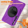 thumbnail image 5 of ELEHOLD Rugged Case for Samsung Galaxy Tab S9 Plus / Tab S9 FE Plus 12.4" Tablet, Heavy Duty Shockproof Rotating Stand Handstrap Pen Holder Case with Shoulder Strap for Galaxy 12.4 Inch,Purple, 5 of 10