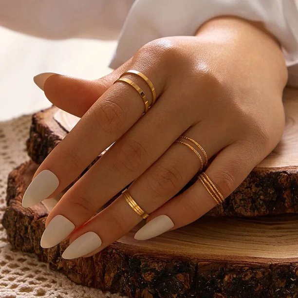 Conjunto de anillos bohemios para mujer, juego de anillos de perlas, flores onduladas, mariposa geométrica Vintage, cadena de Metal, anillos de nudillos, regalo de joyería 2023