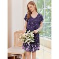 thumbnail image 4 of Avidlove Women Nightgows Short Sleeve House Dress Floral Print Sleepshirt with Pocket Sleepwear, 4 of 7