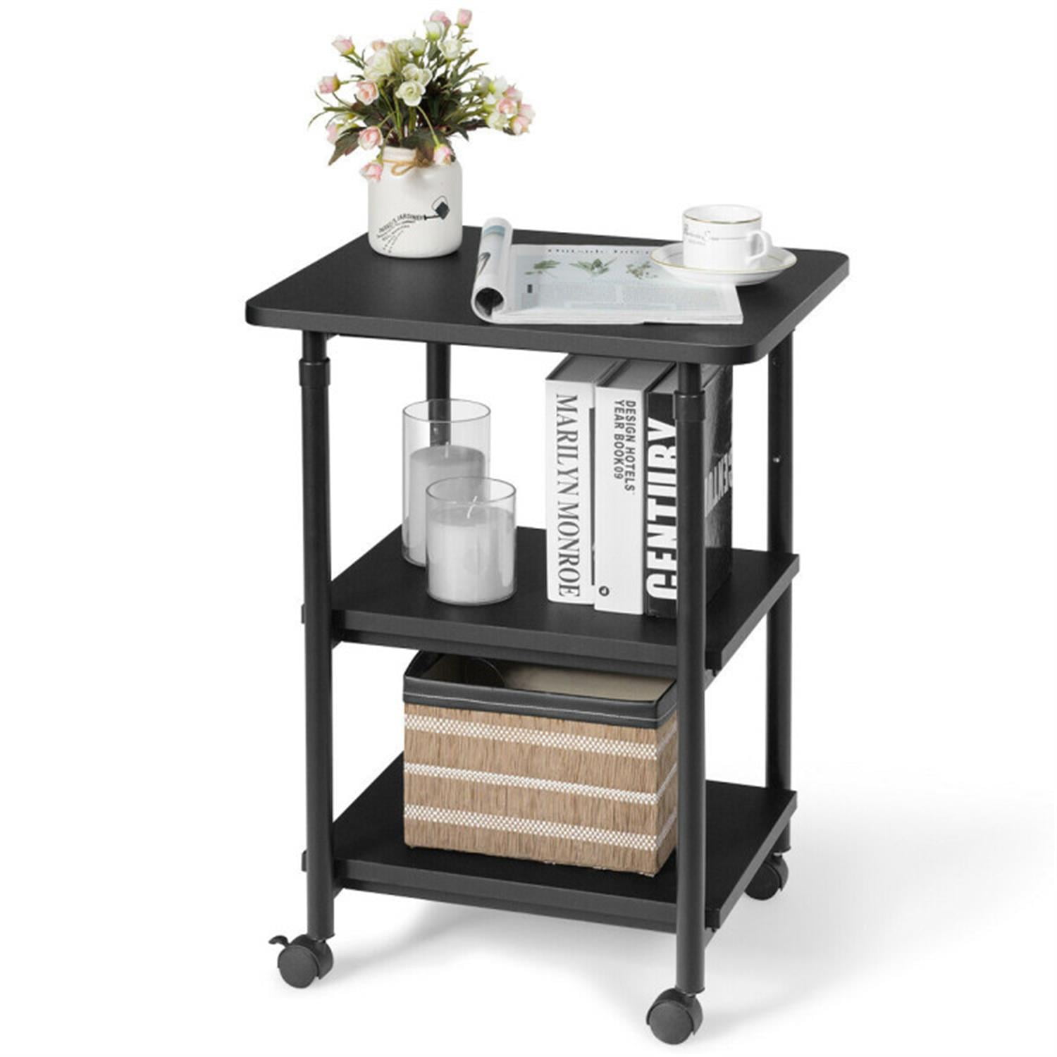 Demi Bonn 3-tier Adjustable Printer Stand with 360° Swivel Casters, Laptop Workstation for Laptops, Books, Tablets, and Art,