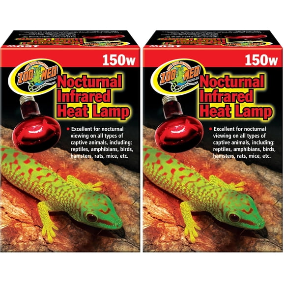 Lámpara de calor infrarroja nocturna Zoo Med de 150 W, paquete de 2