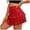 Red, variant on Women Sequin Skirt Sparkly Cute High Waist Ruffle Flowy Shiny Glitter Mini Short Skirts Night Out Club Party (Red, L)