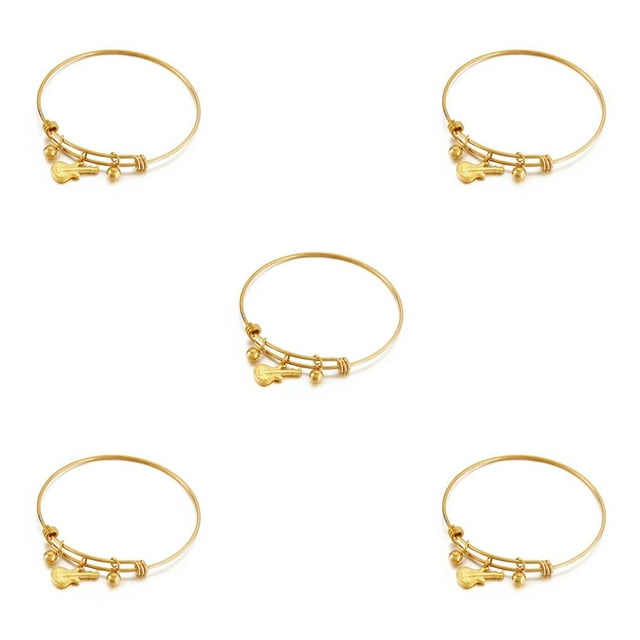 Brazalete deslizante ajustable Qarigey de acero inoxidable dorado con colgante 2022