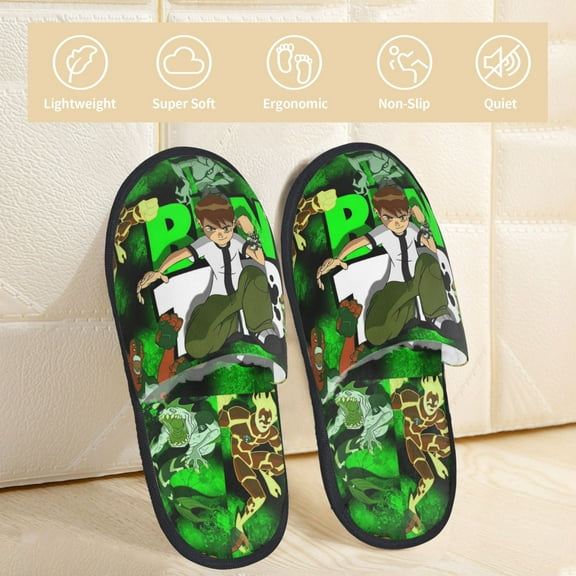 Ben 10 Slippers Bedroom Shoes Indoor Furry Warm Stylish Pattern Home Slippers For Women Men Medium