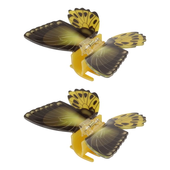 NOMADIC NOOK Women's Butterfly Hair Clips 2 Pcs Black Yellow 4.13"x3.31"x1.38"