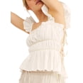 thumbnail image 2 of Women Fly Sleeve Crop Tank Tops Square Neck Ruched T-Shirts Summer Backless Slim Fit Blouses, 2 of 4