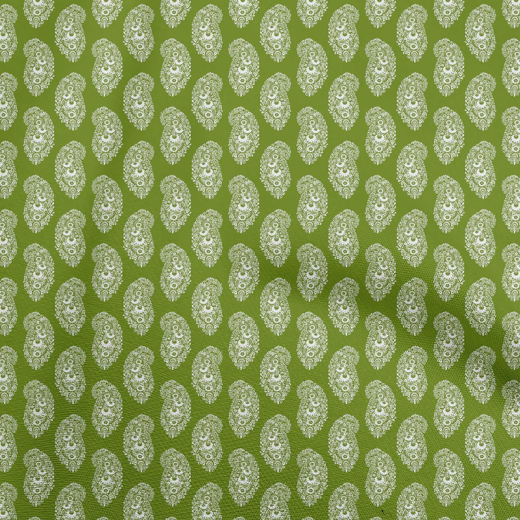 Pear Material oneOone Cotton Flex Pear Green Fabric Asian Paisley Sewing Material ...