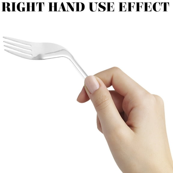 LEORX Adaptive Feeding Utensils Adult Angled Fork Silver Reduced Wrist Stress 1Set
