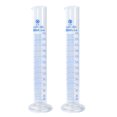 thumbnail image 1 of Unique Bargains 250ml 3.3 Borosilicate Glass Graduated Cylinder, 2Pcs Round Base Blue Graduations Measuring Cylinder, 1 of 4