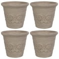 thumbnail image 3 of Sunnydaze Arabella 19.5" x 19.5" x 17.5" Round Beige Polyresin Outdoor Planter Pot 4-Count, 3 of 13