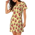 thumbnail image 2 of Picia Apple Pattern Women’s Nightdress – Casual Short-sleeved Loose-Fit Sleepwear, Soft Cotton Short-Sleeve Sleep Shirt for Relaxation & Comfort, 2 of 6