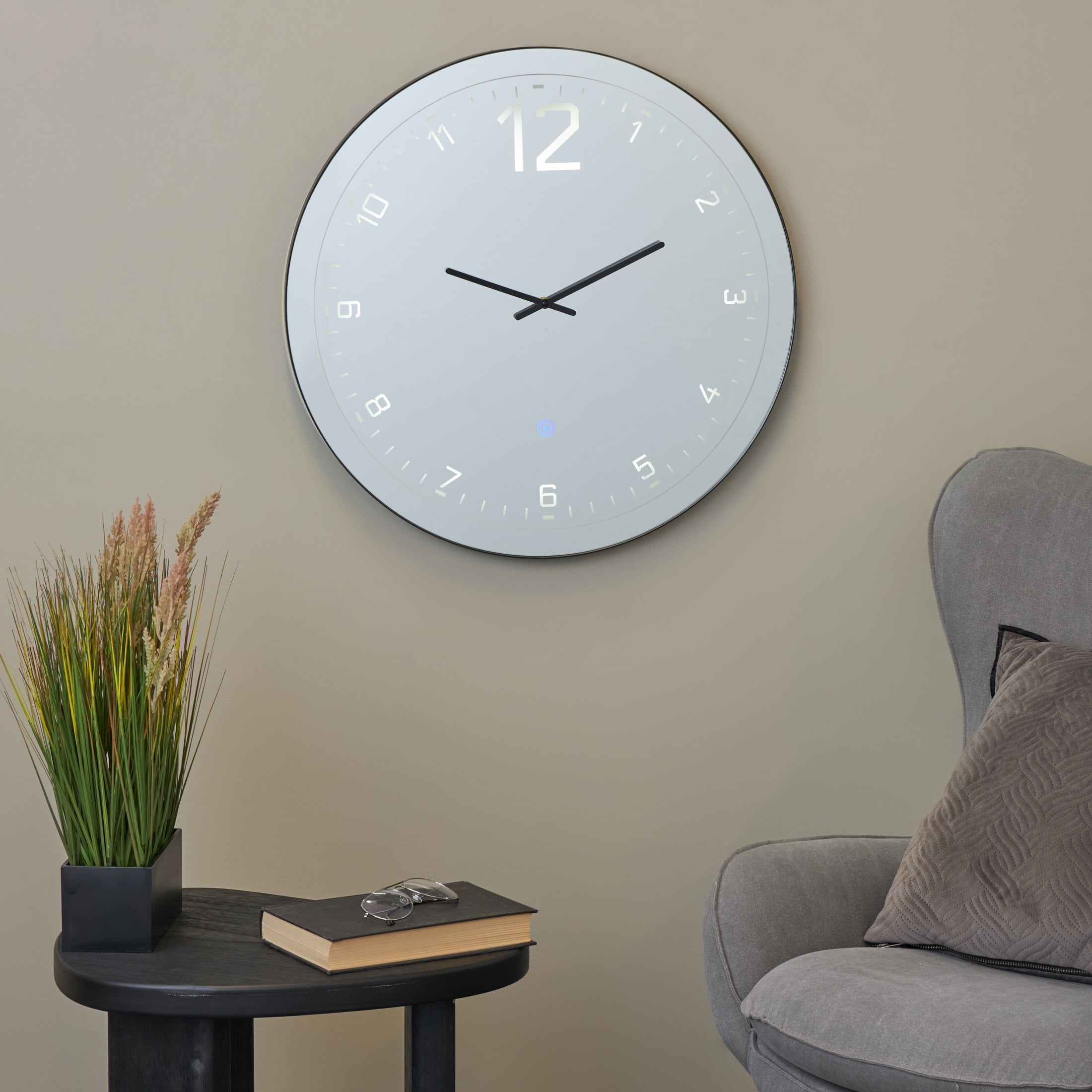 DecMode 24" Multi Colored Glass LED Wall Clock with Black Frame