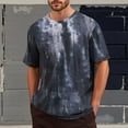 thumbnail image 2 of Men's Crew Neck T Shirts Vintage Trendy Tie Dye Print Short Sleeve Tops Lightweight Summer Beach Casual Workout Tees Z008-Grey 5XL, 2 of 5