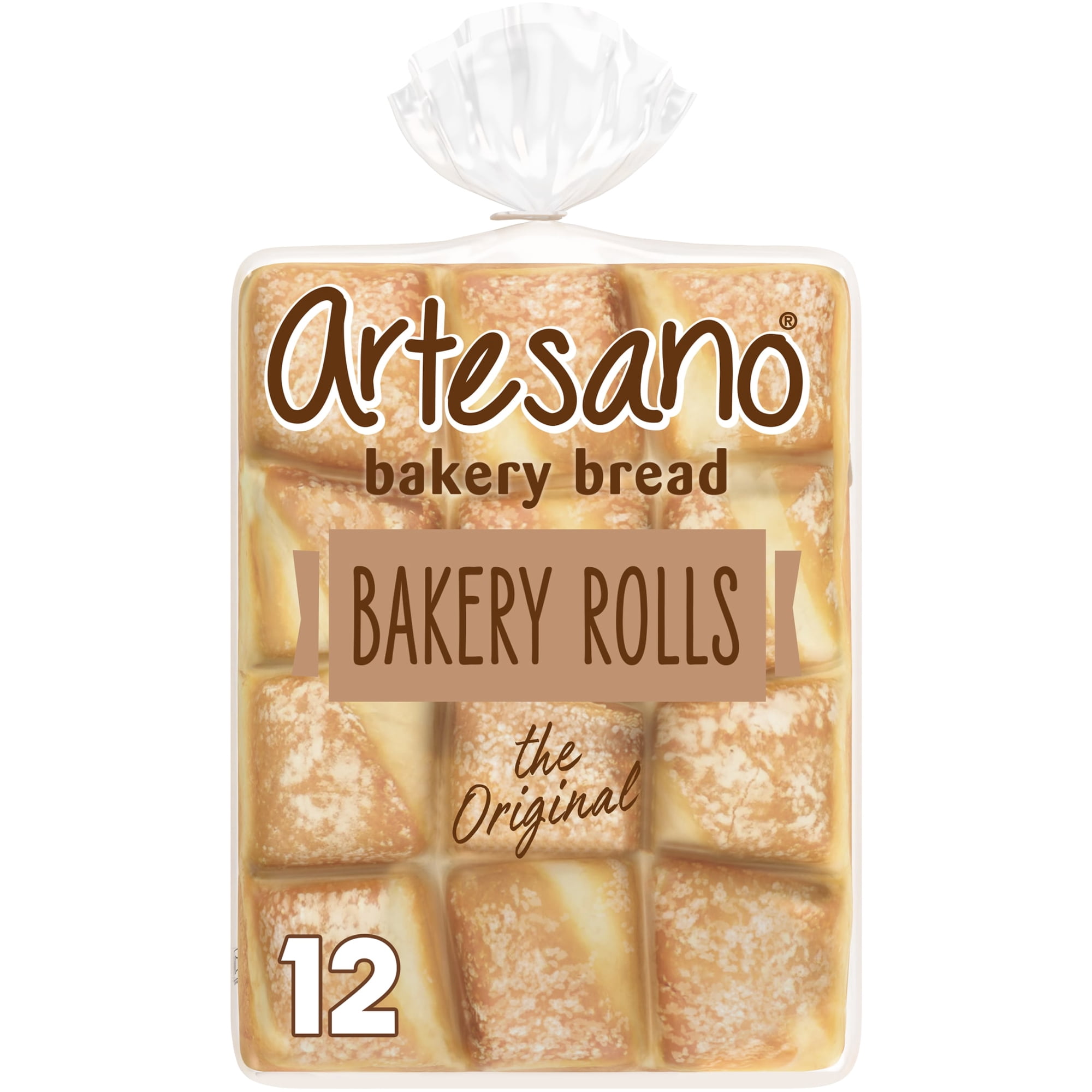 Artesano White Bakery Rolls, 12 count, Dinner Rolls, 18 oz Bag