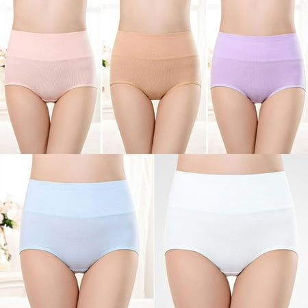 5 Pcs Everdries Panties for Women Over 60 Cotton Underwear High Waisted No Show Panties Underpants High Waist Full Coverage Briefs Base Low Rise Thong Lace Panty Stretch No Show Panties Clearance