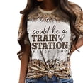 thumbnail image 2 of Womens Tops Could Be A Train Station Kinda Day Ladies Casual O Neck Short Sleeved Top T Shirts for Women Gold L, 2 of 4