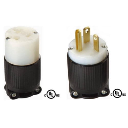 NEMA 520 Plug and Connector Set Rated for 20A, 125V, 3Wire, 2 Pole