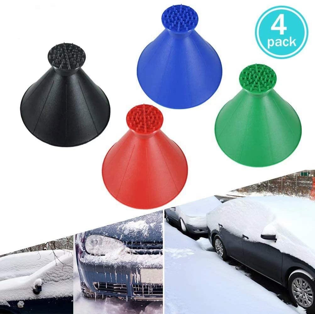 Round Windshield Ice Scraper, Magic Cone-Shaped Car Windshield Ice Scraper  Funnel Car Snow Removal Shovel Tool as Gift for Christmas 4Pack -  Walmart.com