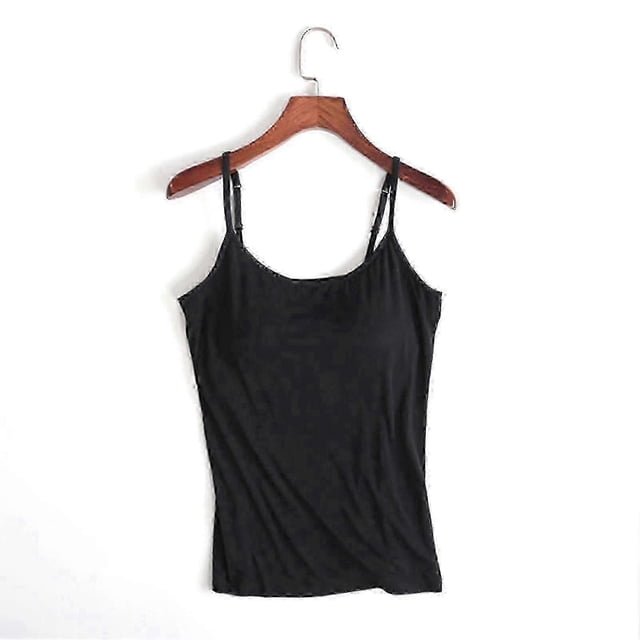 2025 Women's Camisole Tops With Built In Bra Neck Vest Padded Fit Tank Tops-YGWL