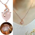 thumbnail image 2 of Silver Rose Quartz Heart Pendant Clavicle Chain - Women's Elegant Jewelry with Natural Crystal Accents, Perfect for Everyday & Special Occasions, 2 of 8