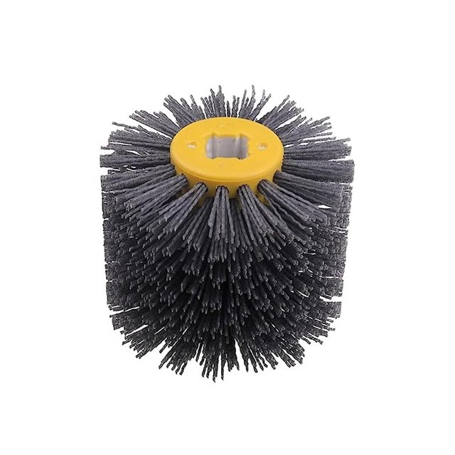 Rueda de trefilado abrasiva P320 para madera de grano antiguo Rueda de trefilado para restauración de vetas de madera con pintura abierta Amarillo Gris oscuro