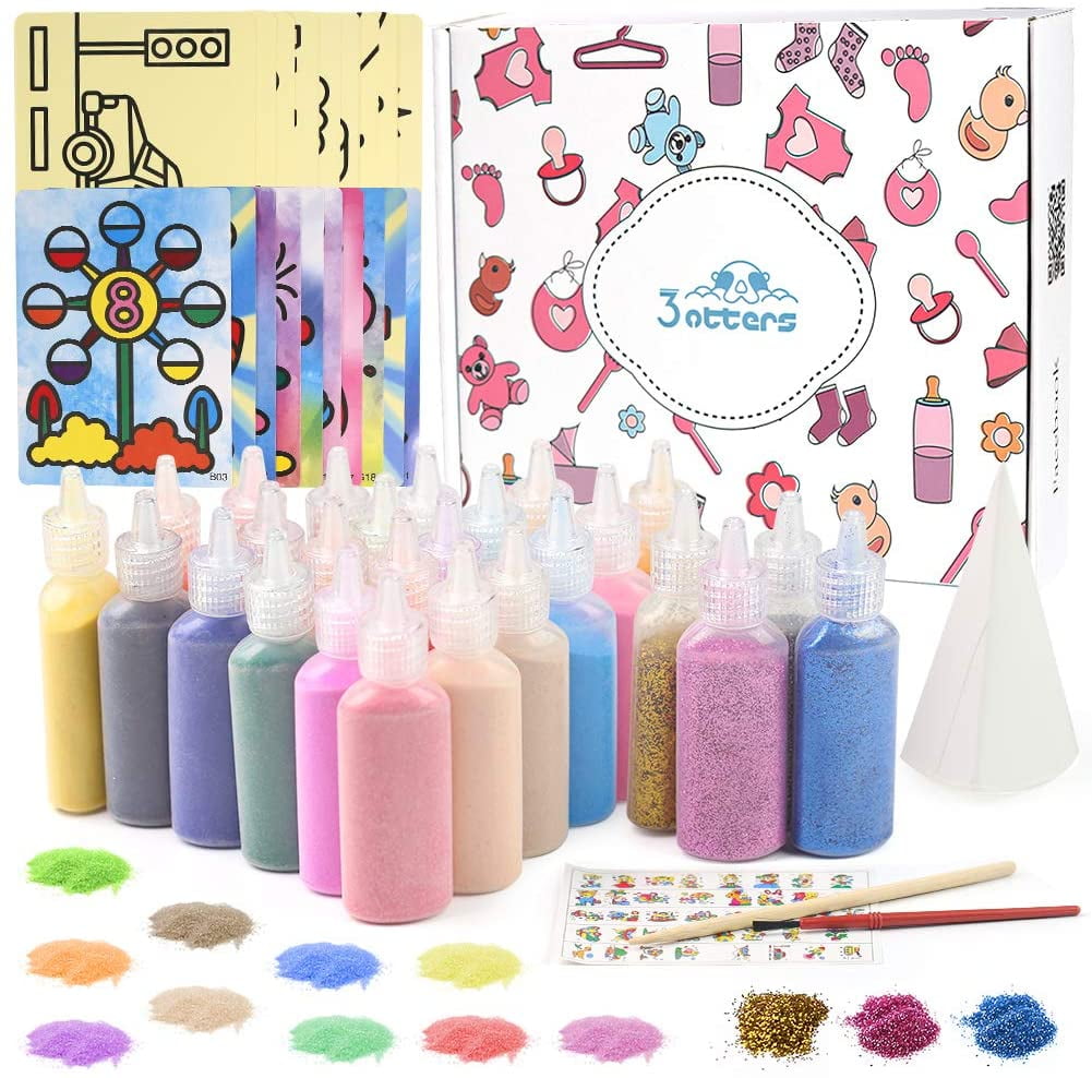 IGUOHAO Sand Art Kit, Kids' Sand Art Kits Colored Sand Art Kit for Children, with 20 Sheets Sand