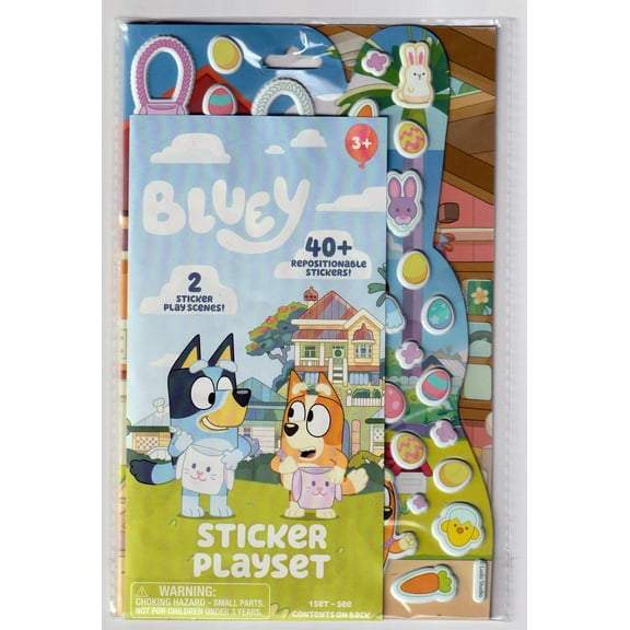 Horizon Group Bluey Sticker Playset  2 Scenes with 40  Reusable Puffy Stickers for Creative Fun