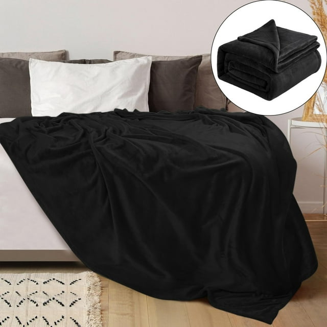 Bedding Fleece Blanket Queen Size Grey 300GSM Luxury Bed Blanket Anti-Static Fuzzy Soft Blanket Microfiber (70*100 cm)