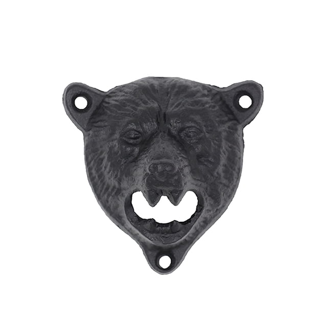 Abridor De Botellas Con Cabeza De Oso Negro, Abridor De Botellas De Hierro Fundido Con Agujeros Para Tornillos, Abridor De Botellas De Cerveza Montado En La Pared Para Reunión En El Hogar, Bar Inevent HA021273-00
