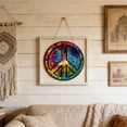 thumbnail image 6 of AURIGATE Peace Sign Acrylic Hanging Ornament, 5.9 Inch Stained Glass Style Sun Catcher with Hemp Rope for Wall Window Home Decor, 6 of 7