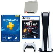 Sony Playstation 5 Disc Version (Sony PS5 Disc) with 12-Month PSN Membership, Marvel’s Spider-Man: Miles Morales Launch Edition and Microfiber Cleaning Cloth Bundle