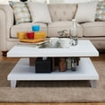 thumbnail image 4 of Furniture of America Calloway Table Basse Carrée en Bois avec Rangement, Noyer, 4 of 7