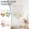 thumbnail image 2 of Macrame Wall Hanging Handmade Woven Leaf Tapestry with Yarn Tassels, Boho Cotton Rope Art Decor for Nursery, Bedroom, Living Room, Apartment Home, 15.75x39.37, 2 of 10