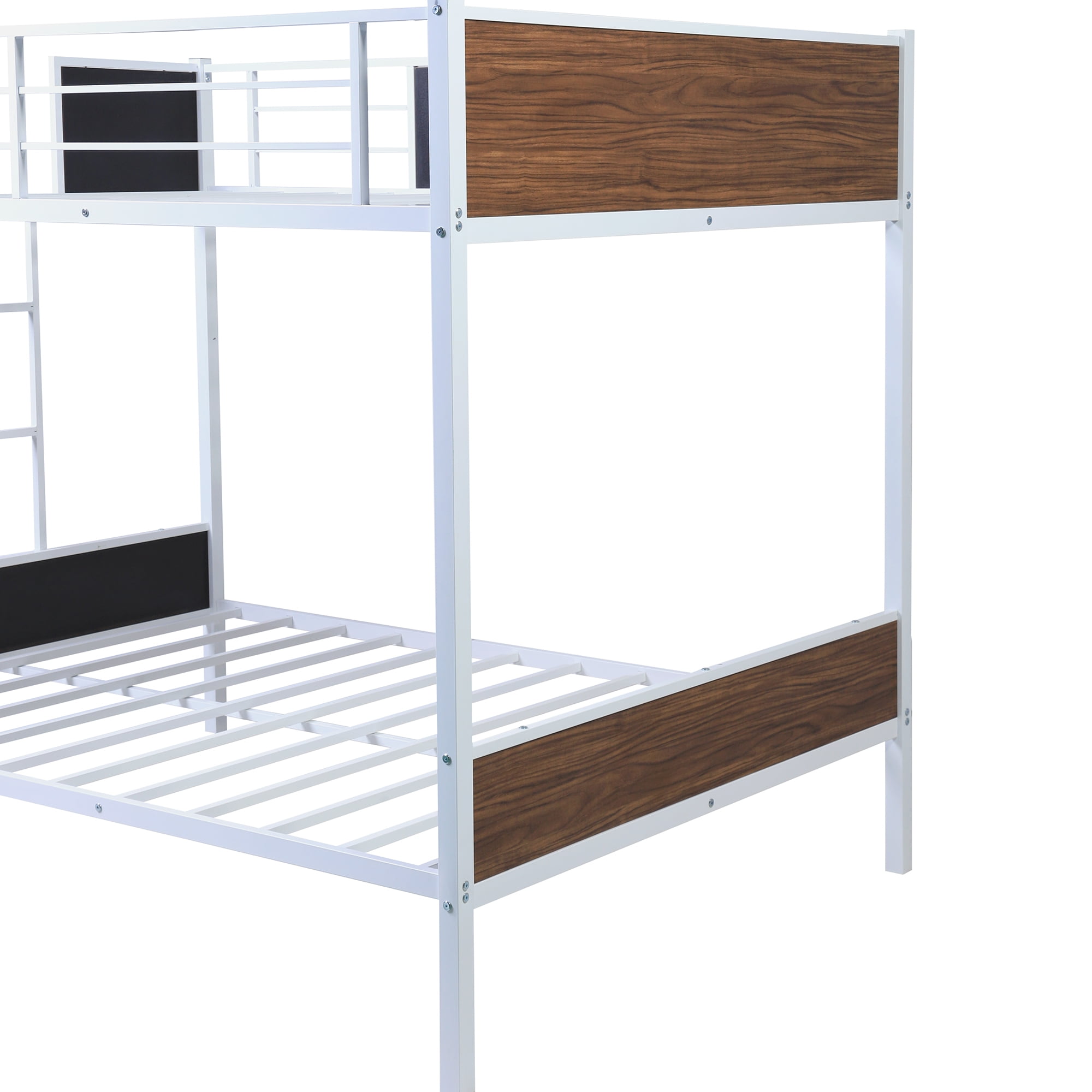 Kepooman Wood Bunk Bed Security, Full-Over-Full, White/Brown Kepooman Wood Bunk Bed Security, Full-Over-Full, White/Brown