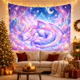 thumbnail image 3 of Moon Stars Sleeping with Dragon Curled Horizontal Pose, Mystical Fantasy for Space Lovers, Galaxy Room Decor, Housewarming Gift, Tapestry Wall Hanging for Bedroom and Dorm, 3 of 7