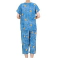thumbnail image 4 of Pisexur Ensembles de Pyjama pour Femmes 2 Pcs, Chemises de Nuit en Coton à Imprimé Floral pour Femmes, Col Rond Décontracté, T-Shirts à Manches Courtes et Pantalons de Détente Longueur Genou, Pyjamas Grande Taille pour Femmes Ensemble TG-4TG, 4 of 4