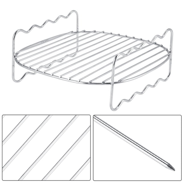 Estante para Barbacoa de Acero inoxidable de Doble Capa Brochetas Sin Piel Banja para Hornear Freidora de Aire Hino Asador para Barbacoa Al Aire Libre