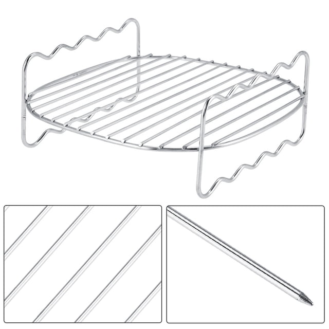 Estante para Barbacoa de Acero inoxidable de Doble Capa Brochetas Sin Piel Banja para Hornear Freidora de Aire Hino Asador para Barbacoa Al Aire Libre