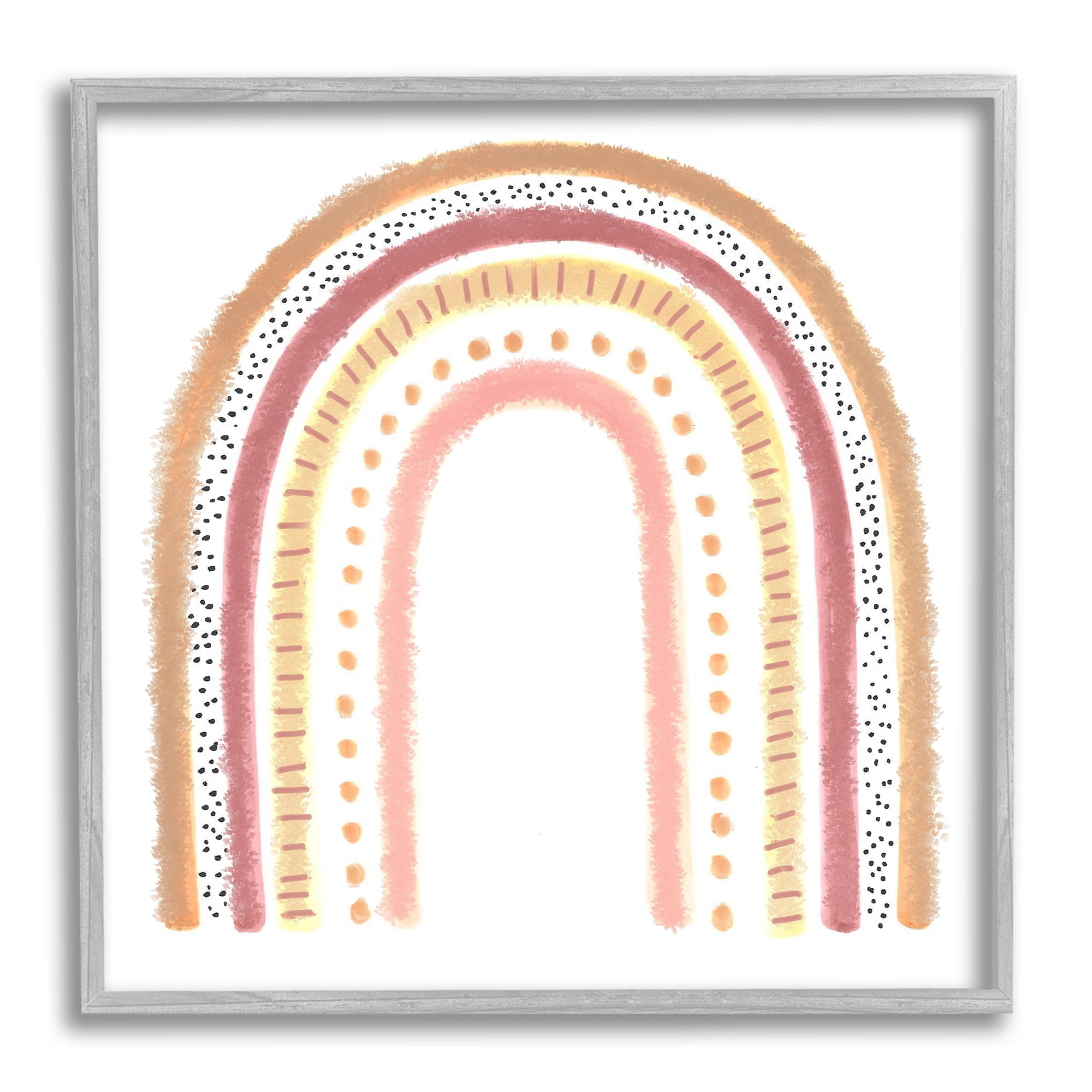 Stupell Industries Patterned Stripe Rainbow Brown Pink Yellow, 17 x 17,Design by Reesa Qualia