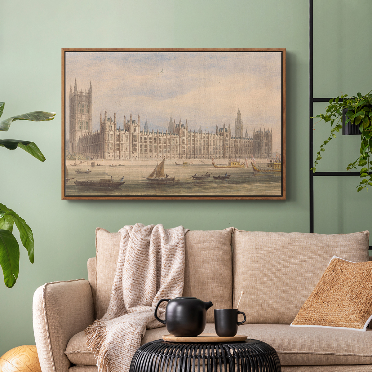 Vintage Landscape-CCCXCIII By Wexford Home Framed in Walnut Wood Gallery Wrapped Canvas 17 in. x 25 in.