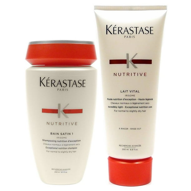 Kerastase Kerastase Nutritive Bain Satin 1 Shampoo 8.5 Oz and Lait Vital 6.8 Oz Conditioner
