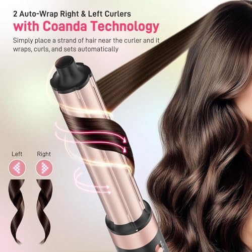 5 in 1 Dual Voltage Hot Air Styler, Professional Hair Dryer Brush for Fast Drying, Curling, Straightening & Volumizing Low Heat Damage, Negative Ions