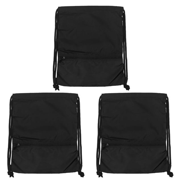 3X Outdoor Women Men Nylon Black Ultralight Backpack Football Basketball Bag String Drawstring Hunting Sport Bags(Small)