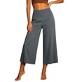 thumbnail image 2 of Lovzfmll Cropped Pants for Women, High Waist Wide Leg Flowy Culottes, Casual Loose Fit Dark Gray, S, 2 of 6