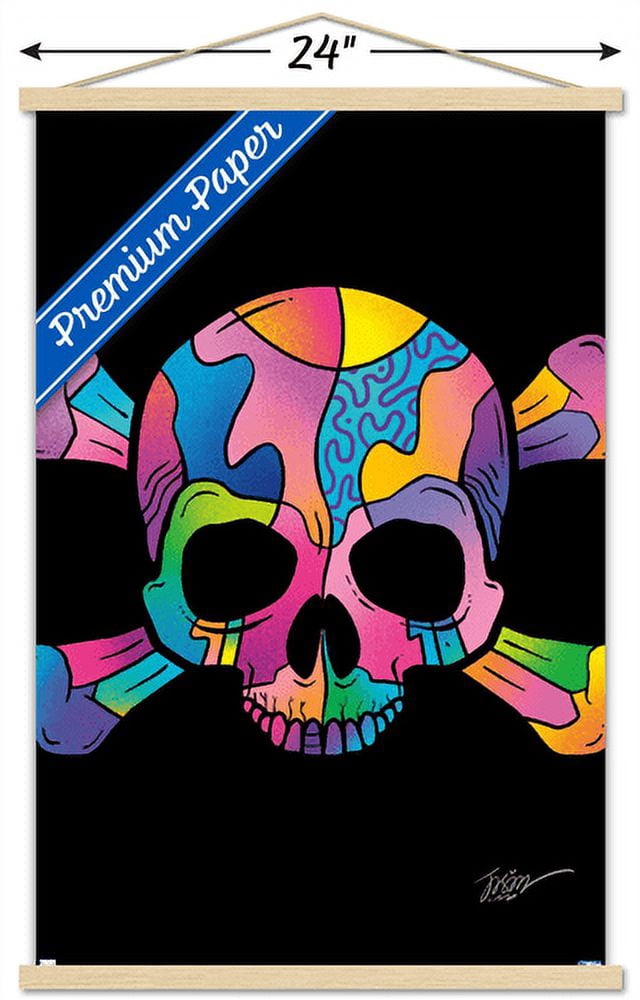Jason Naylor - Color Skull Wall Poster with Wooden Magnetic Frame, 22.375" x 34"