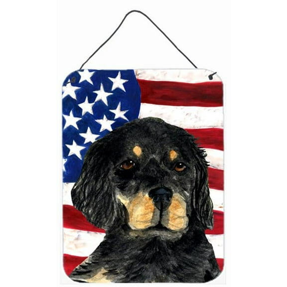 USA American Flag with Gordon Setter Aluminium Metal Wall Or Door Hanging Prints