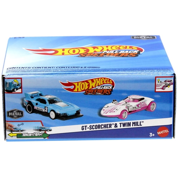 Hot Wheels Muscle Mania GT-Scorcher & Twin Mill Diecast Pull-Back Car 2-Pack