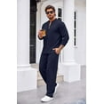thumbnail image 4 of COOFANDY Men's Quarter Zip Polo Sweatsuit Polo 2 Piece Set Jogging Outfits Tracksuit Athletic Pants and Long Sleeve Casual Sports Set, 4 of 13