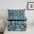 thumbnail image 5 of jejeloiu Cool Mandala Queen Comforter Set For Men Women,Blue Floral Comforter Sets Queen,Blue Turquoise,Black Reversible,3-Piece,1 Comforter and 2 Pillowcases, 5 of 7