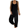 thumbnail image 2 of Lilgiuy Women's Solid Color Large Size Literary Straps Casual Trousers Jumpsuit Fall Clothes for 2022 Spring Winter, 2 of 4